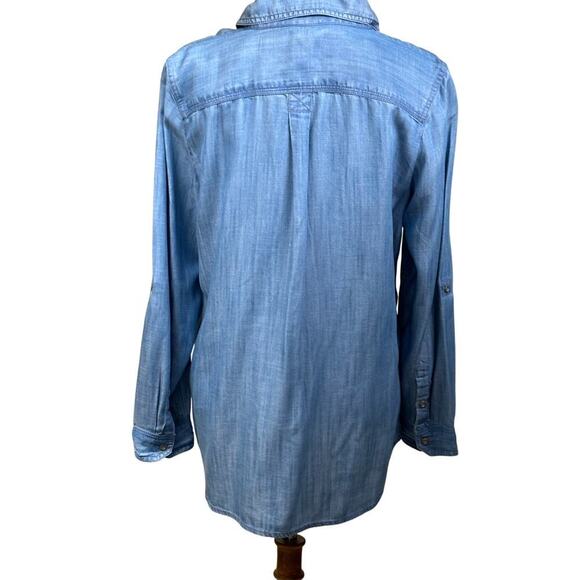 Talbots blue chambray top, country, western, southwestern, festival, Americana - Picture 3 of 5